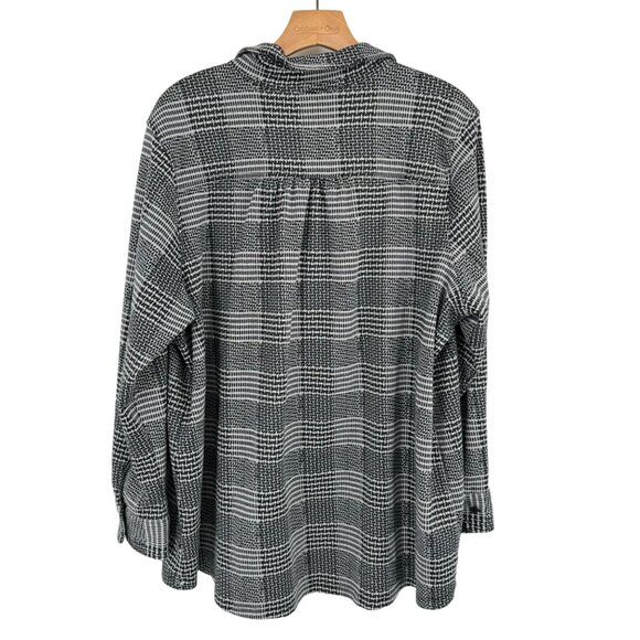 Lands' End Women's Plus Size 2X Black gray Plaid  Shirt ponte knit shacket - Picture 9 of 11